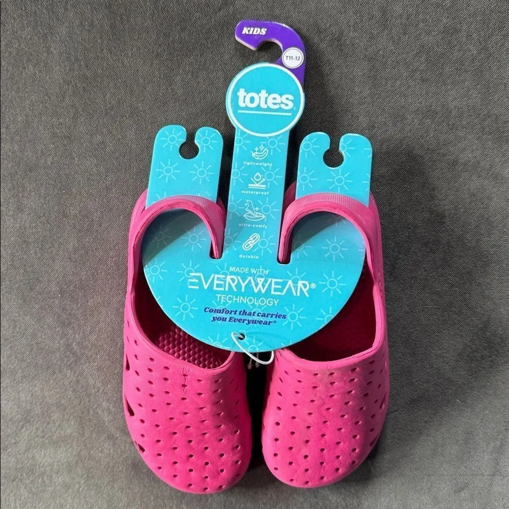 Kids Totes Pink Slip-On Waterproof Shoes Lightweight Size T 11-12 NEW